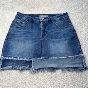 Sable Blue Patchwork Denim Skirt Medium